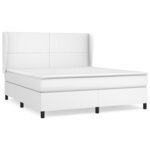 vidaXL Sommier à lattes de lit avec matelas Blanc 180x200cm Similicuir