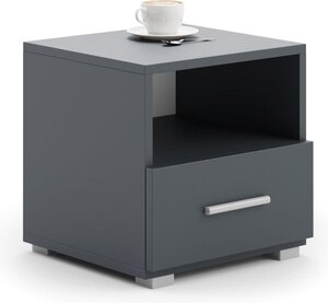 Table de chevet Emi gris - poignée aluminium
