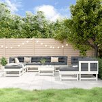 vidaXL Salon de jardin 11 Pièces Blanc Bois de pin massif