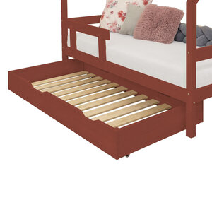 Tiroir de lit 90 x 160 avec sommier BUDDY - rouge brique