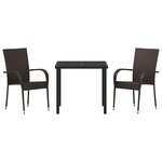vidaXL Ensemble de salle à manger pour jardin 3 Pièces Marron Poly rotin