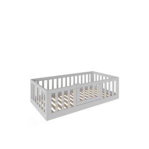 YappyCasa - Lit au sol avec portillon 160x80 cm - Gris