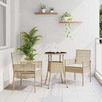 vidaXL Ensemble de salle à manger pour jardin 3 Pièces Beige Poly rotin