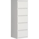 Commode CHELSEA 5 tiroirs - 41 8 x 42 2 x 128 1 cm- blanc mat