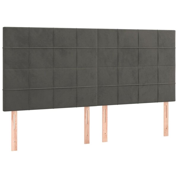 vidaXL Tête de lit Gris foncé 200 x 5 x 118/128 cm Velours