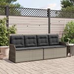 vidaXL Banc de jardin avec coussin Gris Poly rotin