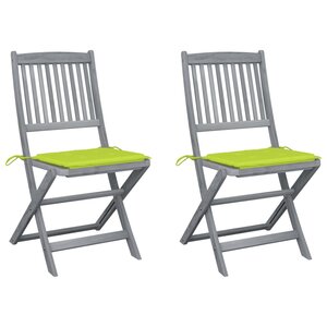 vidaXL Chaises pliables d'extérieur lot de 2 et coussins Bois d'acacia