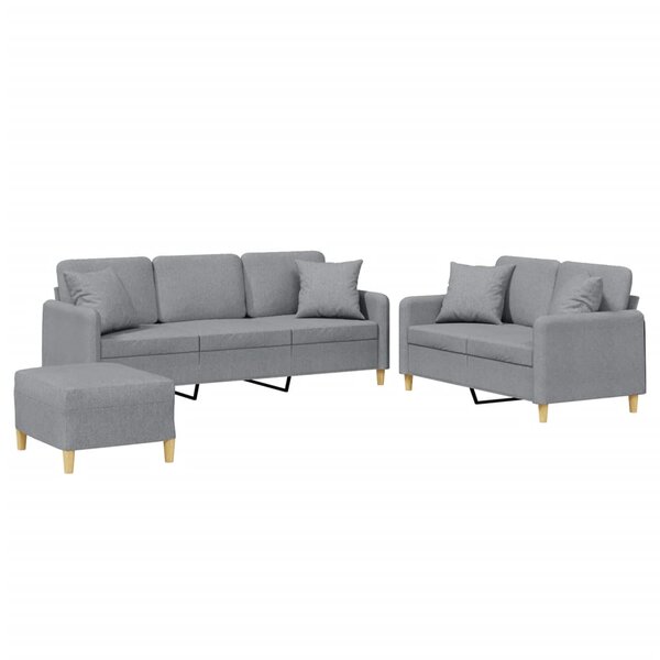 vidaXL Ensemble de canapés 3 Pièces coussins gris clair tissu