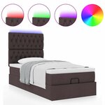 vidaXL Lit ottoman avec matelas et LED marron foncé 90x200 cm tissu
