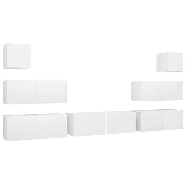 vidaXL Ensemble de meubles TV 7 Pièces Blanc Bois d'ingénierie