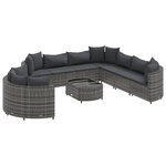 vidaXL Salon de jardin avec coussins 10 Pièces gris résine tressée