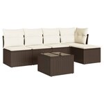 vidaXL Salon de jardin avec coussins 6 Pièces marron résine tressée