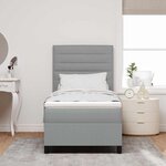 vidaXL Lit à ressorts avec matelas Gris clair 90 x 200 cm tissu