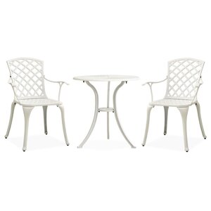Ensemble de bistro jardin meuble extérieur terrasse 3 pièces aluminium coulé blanc 02_0013500