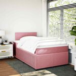 vidaXL Sommier à lattes de lit avec matelas Rose 120x200 cm Velours
