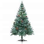 vidaXL Arbre de Noël givré pré-éclairé et pommes de pin 150 cm