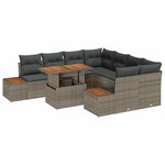 vidaXL Ensemble de canapé de jardin 9 Pièces Gris Poly rotin