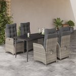 vidaXL Ensemble à manger de jardin et coussins 5 Pièces gris clair rotin