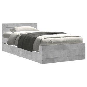vidaXL Cadre de lit et tête de lit sans matelas gris béton 90x200 cm