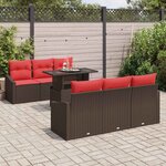 vidaXL Ensemble de canapé de jardin 7 Pièces Marron et rouge polyrotin
