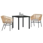 vidaXL Ensemble de salle à manger pour jardin 3 Pièces Marron Poly rotin