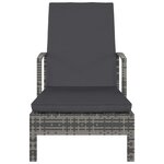 vidaXL Chaise longue avec accoudoirs Résine tressée Gris