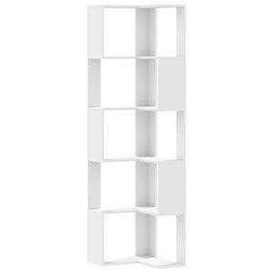 vidaXL Bibliothèque d'angle à 5 niveaux blanc bois d'ingénierie