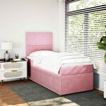 vidaXL Sommier à lattes de lit avec matelas Rose 100x200 cm Velours