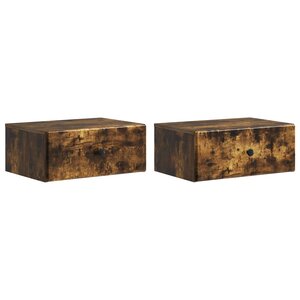 vidaXL Cabinet de chevet mural 2 Pièces Chêne fumé 49 x 34 5 x 20 cm