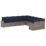 vidaXL Salon de jardin 10 Pièces avec coussins gris résine tressée