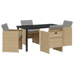 vidaXL Ensemble de salle à manger pour jardin 5 Pièces Beige polyrotin