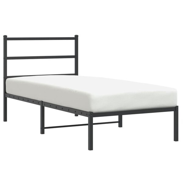 vidaXL Cadre de lit métal sans matelas avec tête de lit noir 90x200 cm