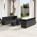 vidaXL Ensemble de canapé de jardin 11 Pièces Noir polyrotin