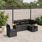 vidaXL Salon de jardin 5 Pièces avec coussins noir résine tressée