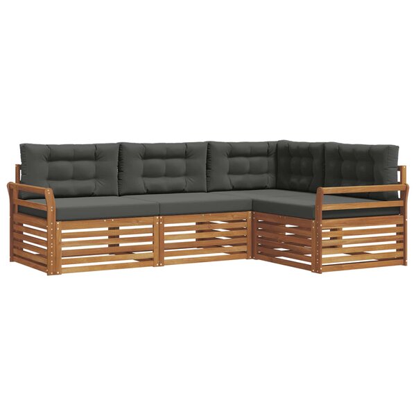 vidaXL Ensemble de canapés d'extérieur 4 Pièces Naturel et Anthracite