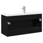 vidaXL Armoire lavabo de salle de bain avec bassin intégré noir