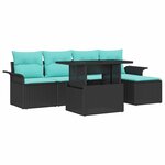 vidaXL Ensemble de canapé de jardin avec coussin 6 Pièces Noir polyrotin