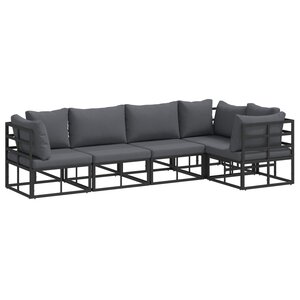 vidaXL Ensemble de canapé de jardin 5 pc Noir Aluminium