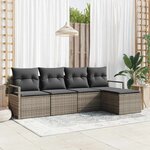 vidaXL Ensemble de canapé de jardin avec coussin 5 Pièces Gris