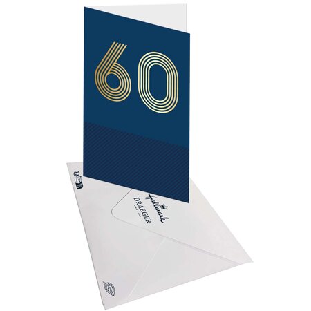 Carte D'anniversaire 60 Ans En Or - Bleu Marine - A Message - Pour