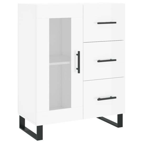 vidaXL Buffet Blanc brillant 69 5x34x90 cm Bois d'ingénierie