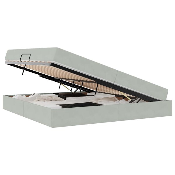 vidaXL Lit avec rangement et matelas Gris clair 200 x 200 cm Velours