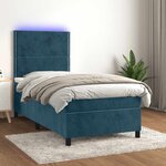vidaXL Sommier à lattes de lit avec matelas et LED Bleu foncé 90x190cm