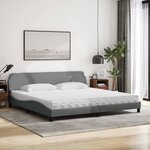 vidaXL Lit avec matelas Dover gris clair 200x200 cm tissu