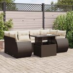 vidaXL Salon de jardin avec coussins 7 Pièces marron résine tressée