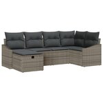 vidaXL Ensemble de canapé de jardin de 6 pièces avec coussins gris en poly rattan