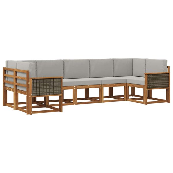 vidaXL Ensemble de canapés d'extérieur 7 pc Naturel et gris clair