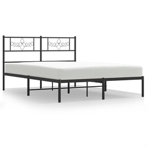 vidaXL Cadre de lit métal avec tête de lit noir 120x200 cm