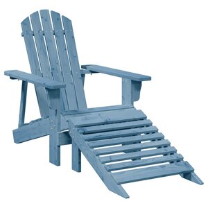 vidaXL Chaise Adirondack avec pouf bleu bois massif de sapin