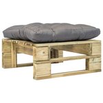 vidaXL Repose-pied palette de jardin avec coussin en gris vert bois